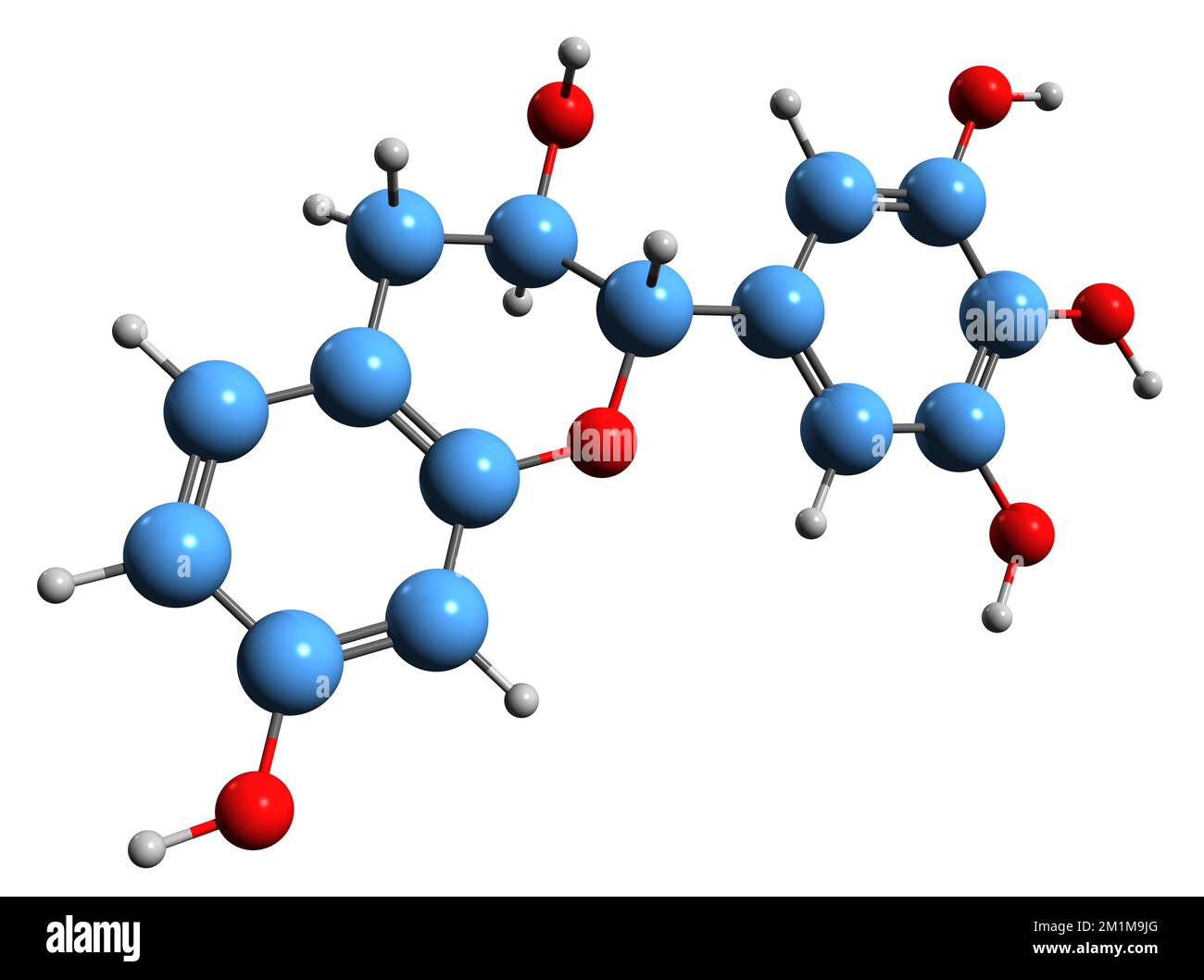 3D immagine della formula scheletrica del rabinetidolo - struttura chimica molecolare del flavonoide isolato su sfondo bianco Foto Stock