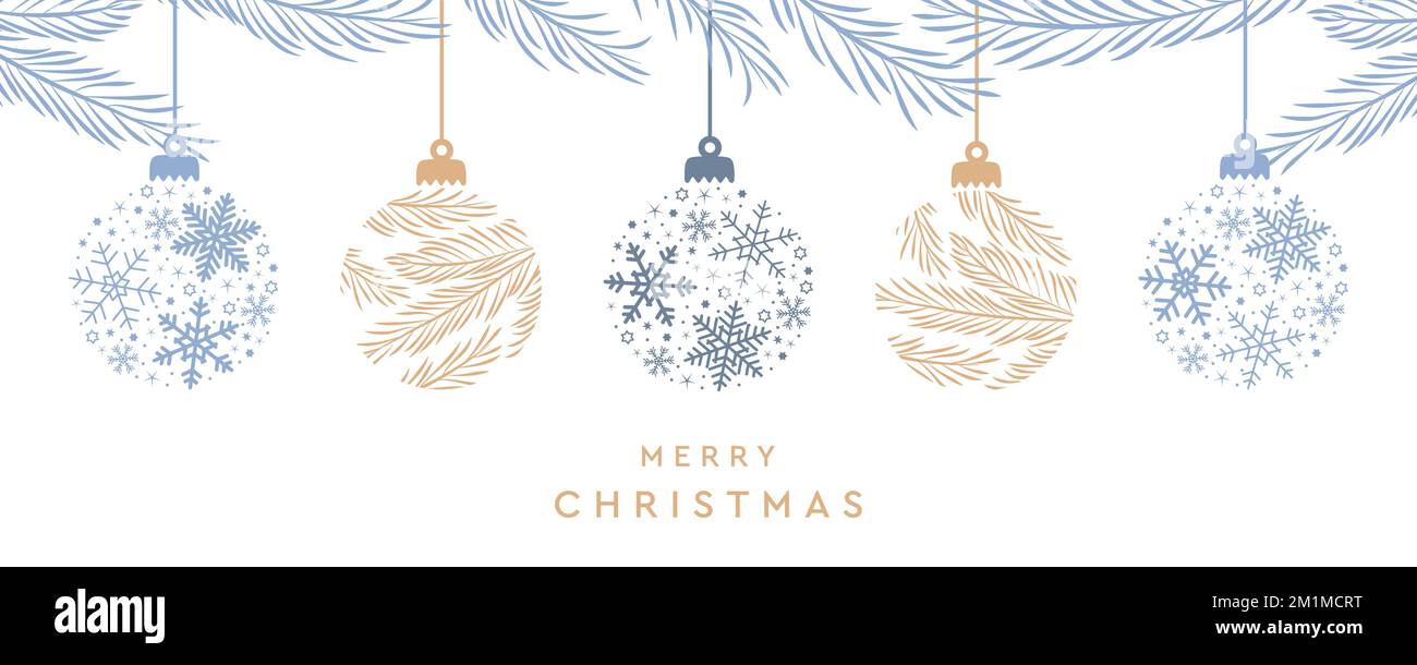 allegro biglietto di natale con pendere palla decoratoin Illustrazione Vettoriale