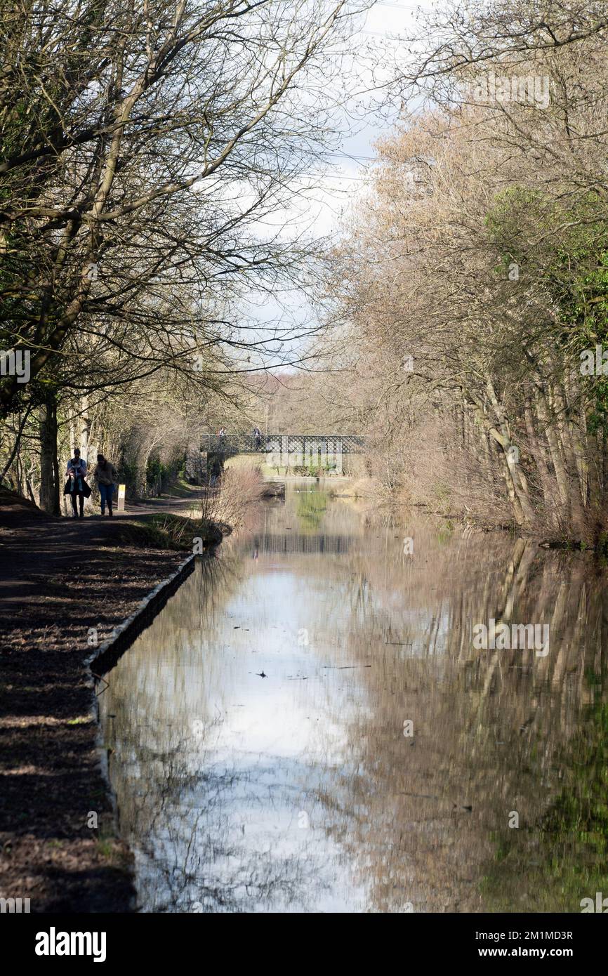 Il canale Macclesfield in una fredda giornata invernale a Poynton Cheshire più alta Inghilterra Foto Stock