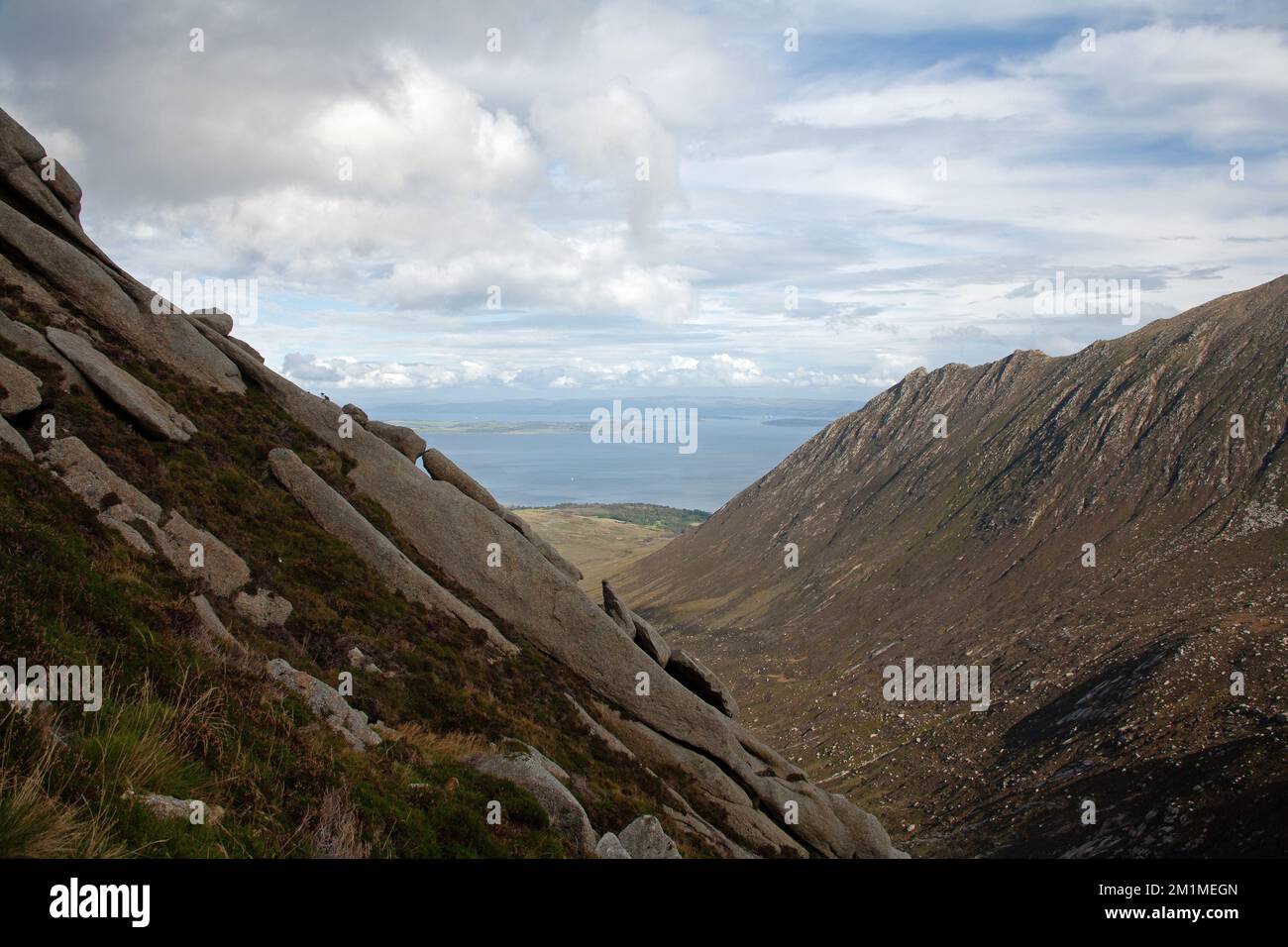 Glen Sannox visto dalle pendici di Cir Mhor l'isola di Arran Scozia Foto Stock