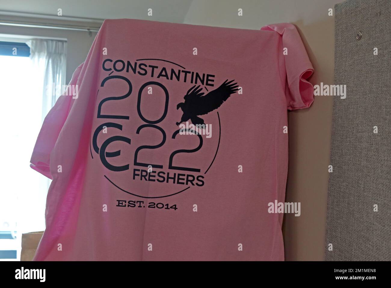 T-shirt Constantine College Pink Freshers 2022, York University, Heslington East, York, Yorkshire, Inghilterra, UK, YO19 5LA - alloggio per studenti Foto Stock