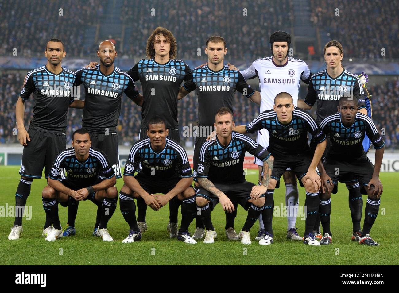 20111101 - GENK, BELGIO: I giocatori di Chelsea nella foto prima della quarta partita della Champions League, nel gruppo e, tra KRC Genk e Chelsea FC, martedì 01 novembre 2011, a Genk, Belgio. FOTO DI BELGA YORICK JANSENS Foto Stock