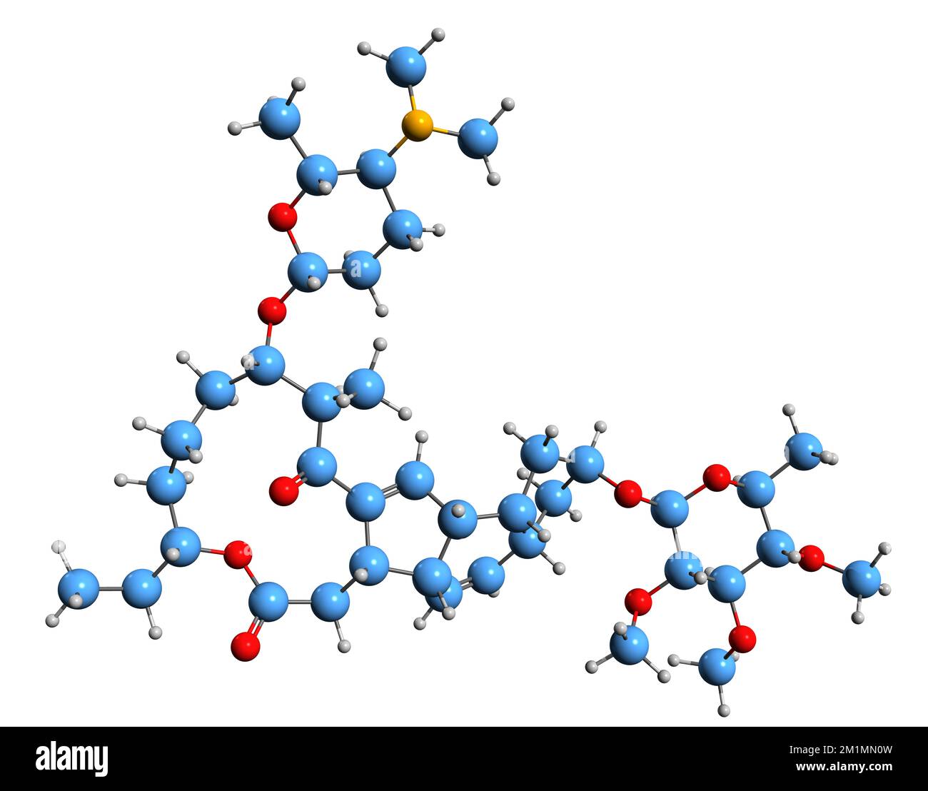 3D immagine di spinosad formula scheletrica - struttura chimica molecolare di insetticida isolato su sfondo bianco Foto Stock
