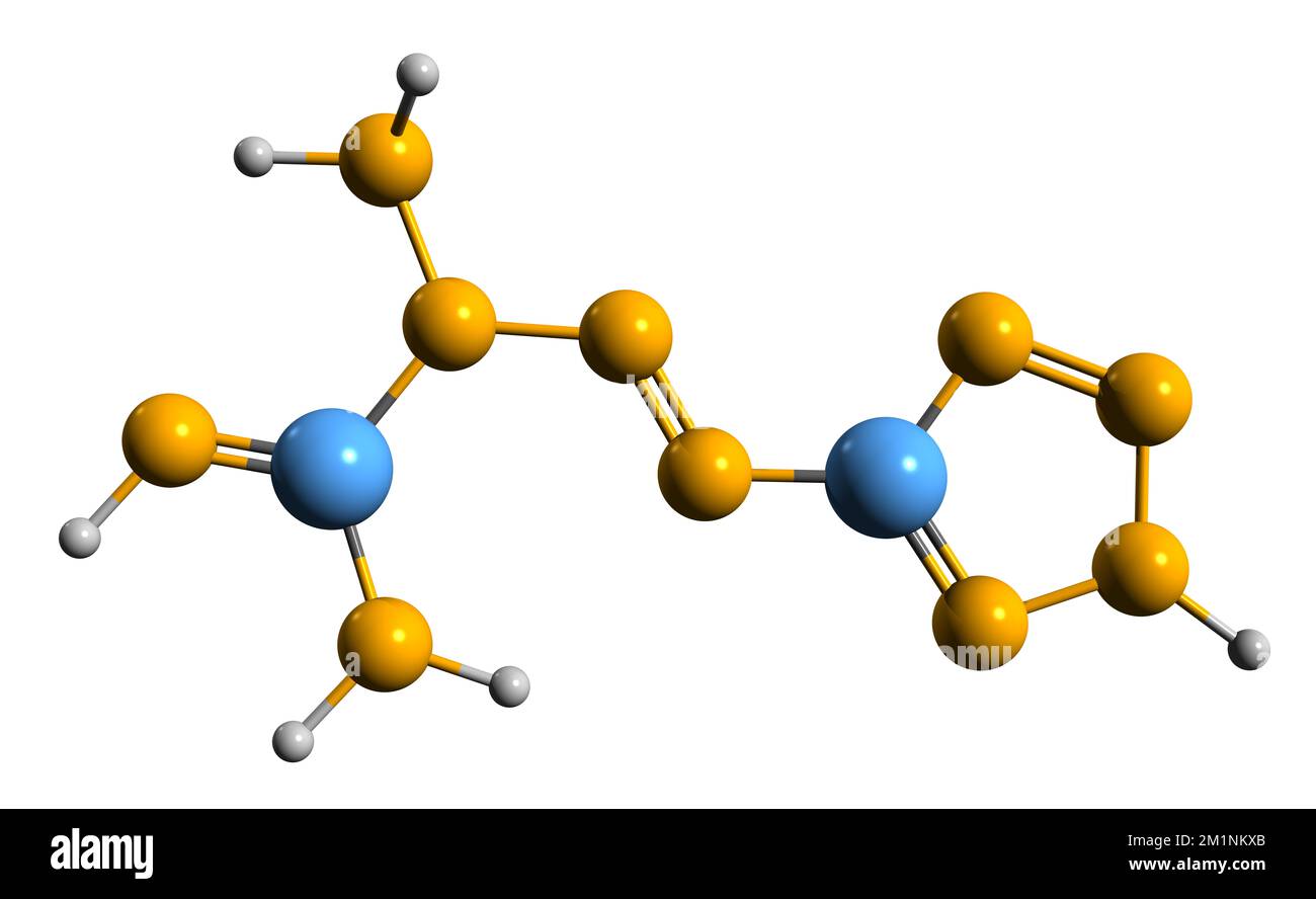 3D immagine della formula scheletrica di Tetracene - struttura chimica molecolare di materiale esplosivo isolato su sfondo bianco Foto Stock