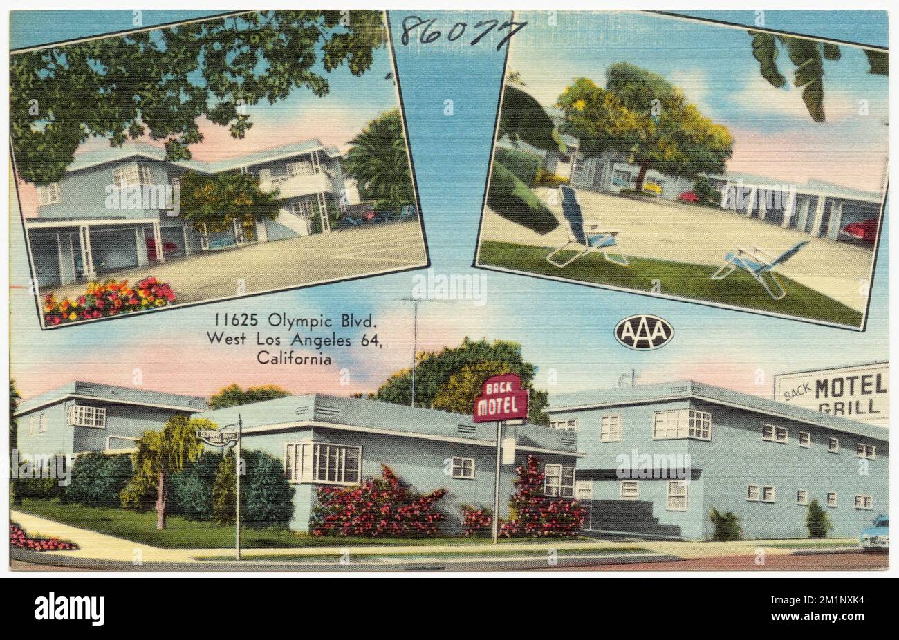 Back Motel, 11625 Olympic Blvd, West Los Angeles 64, California , Motel, Tichnor Brothers Collection, cartoline degli Stati Uniti Foto Stock