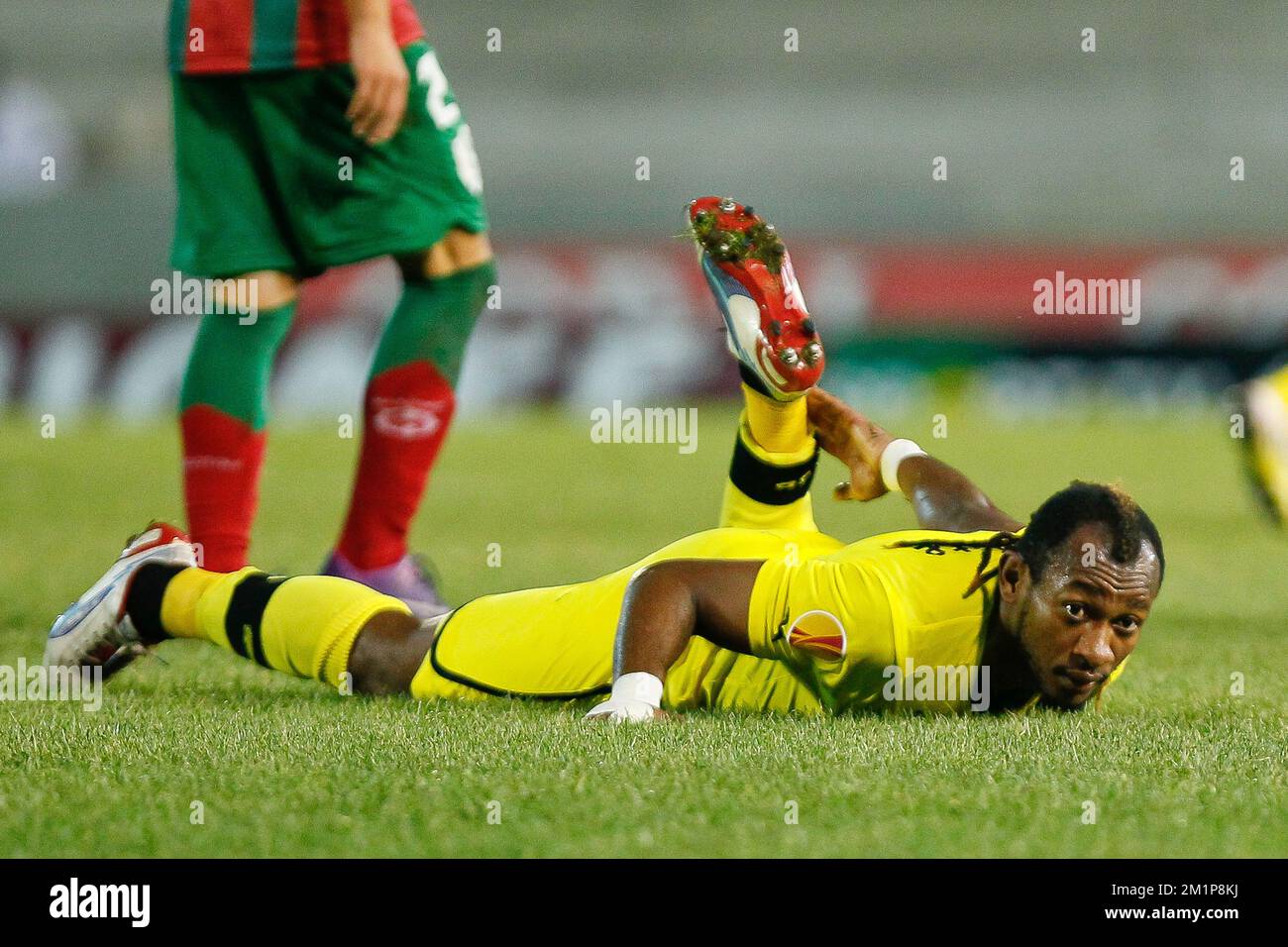 20121206 - FUNCHAL, PORTOGALLO: Club's Mohamed 'Meme' Tchite raffigurato durante una partita tra il Club Sport Maritimo del Portogallo e il Club Belga Brugge KV, che ha giocato l'ultima partita del palcoscenico del gruppo Europa League, giovedì 06 dicembre 2012. FOTO DI BELGA BRUNO FAHY Foto Stock