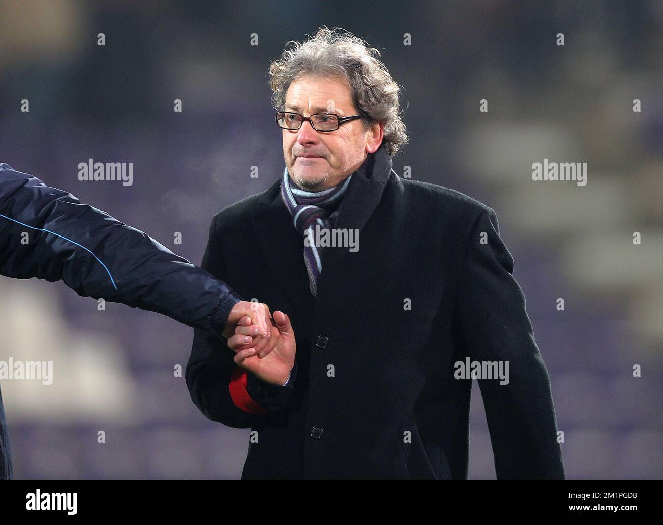 20130126 - ANVERSA, BELGIO: Jacky Mathijssen, allenatore capo di Beerschot, reagisce durante la partita della Jupiler Pro League tra Beerschot AC e RAEC Mons, ad Anversa, sabato 26 gennaio 2013, il giorno 24 del campionato di calcio belga. FOTO DI BELGA MARC GOYVAERTS Foto Stock