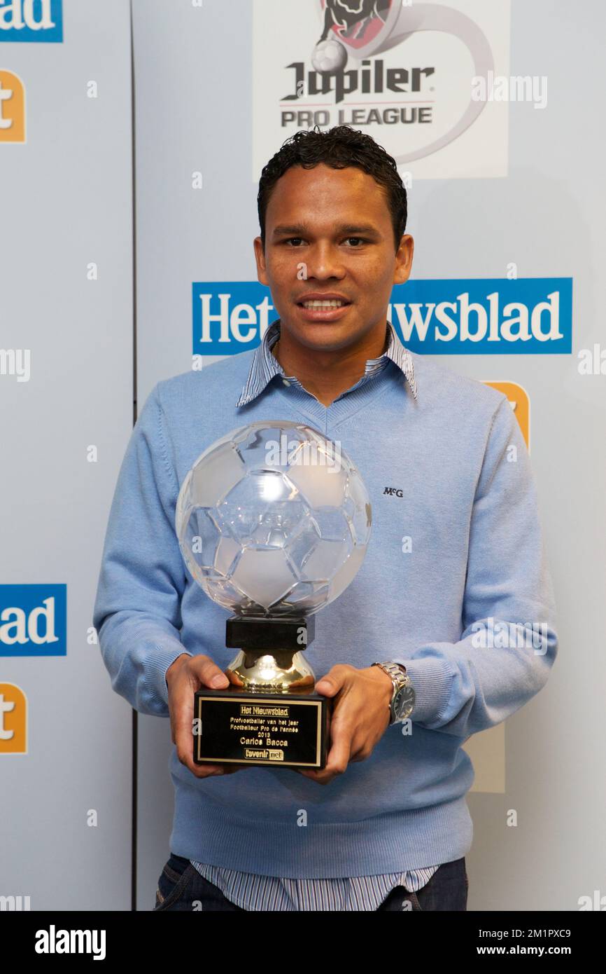 20130515 - BRUGGE, BELGIO: Carlos Bacca del Club nella foto, come viene premiato giocatore di calcio dell'anno, mercoledì 15 maggio 2013, a Brugge. I giocatori della Jupiler Pro League hanno votato come miglior giocatore. Foto Stock