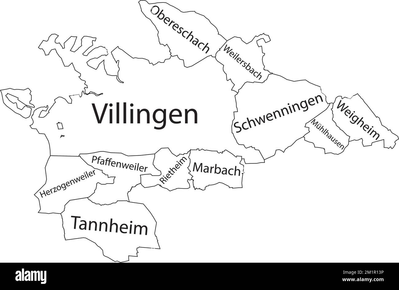 Mappa dei quartieri di VILLINGEN-SCHWENNINGEN, GERMANIA Illustrazione Vettoriale