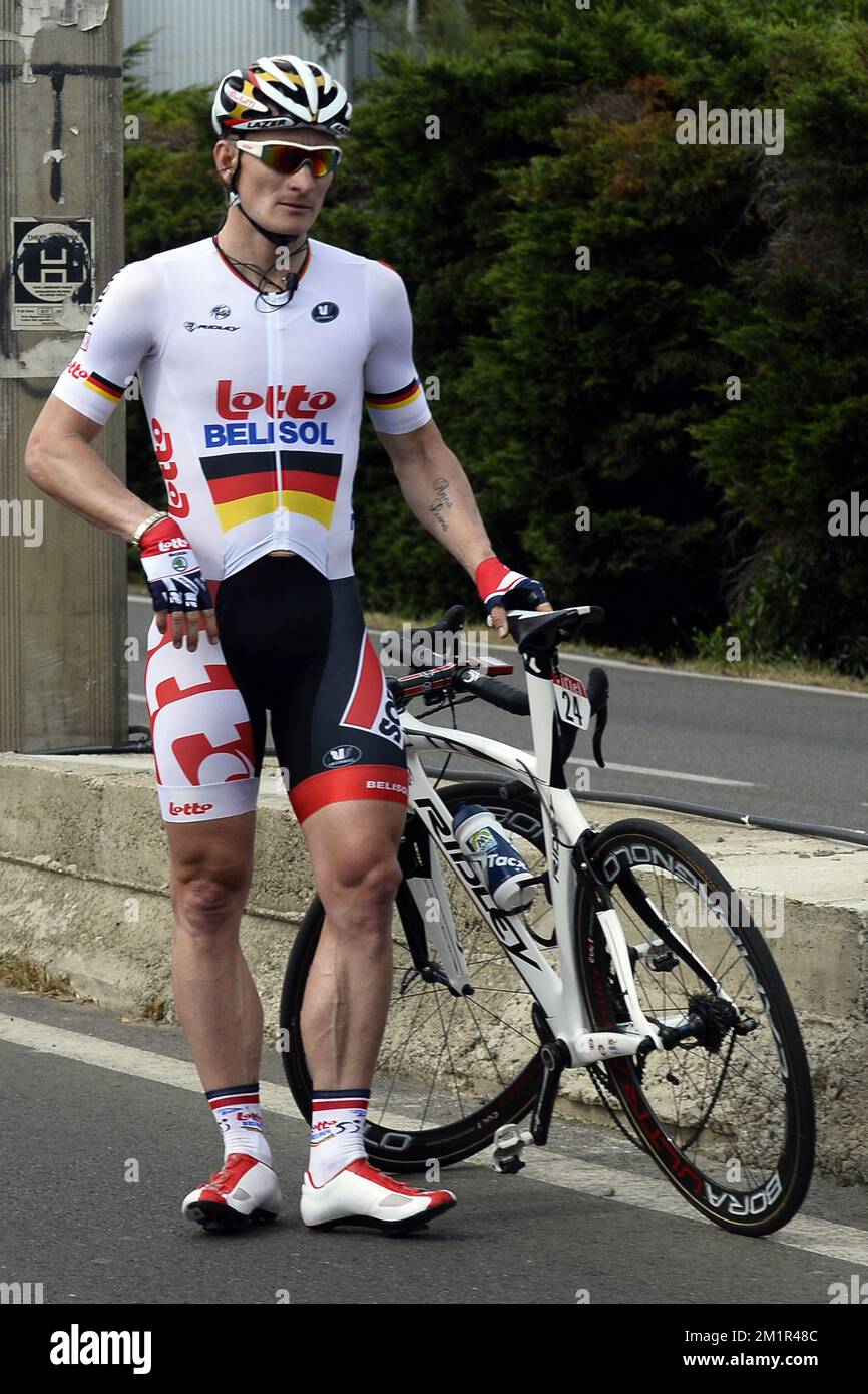 Tedesco Andre Greipel di Lotto - Belisol nella foto durante la prima tappa della 100th edizione del Tour de France, 212km da Porto-Vecchio a Bastia, Corsica, Francia, sabato 29 giugno 2013. PISCINA FOTOGRAFICA BELGA Foto Stock
