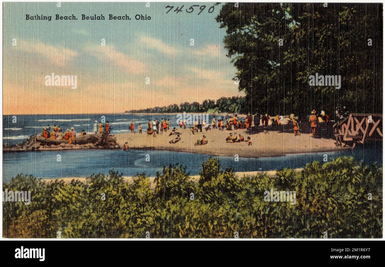 Spiaggia di balneazione, Beulah Beach, Ohio , spiagge, Tichnor Brothers Collection, Cartoline degli Stati Uniti Foto Stock