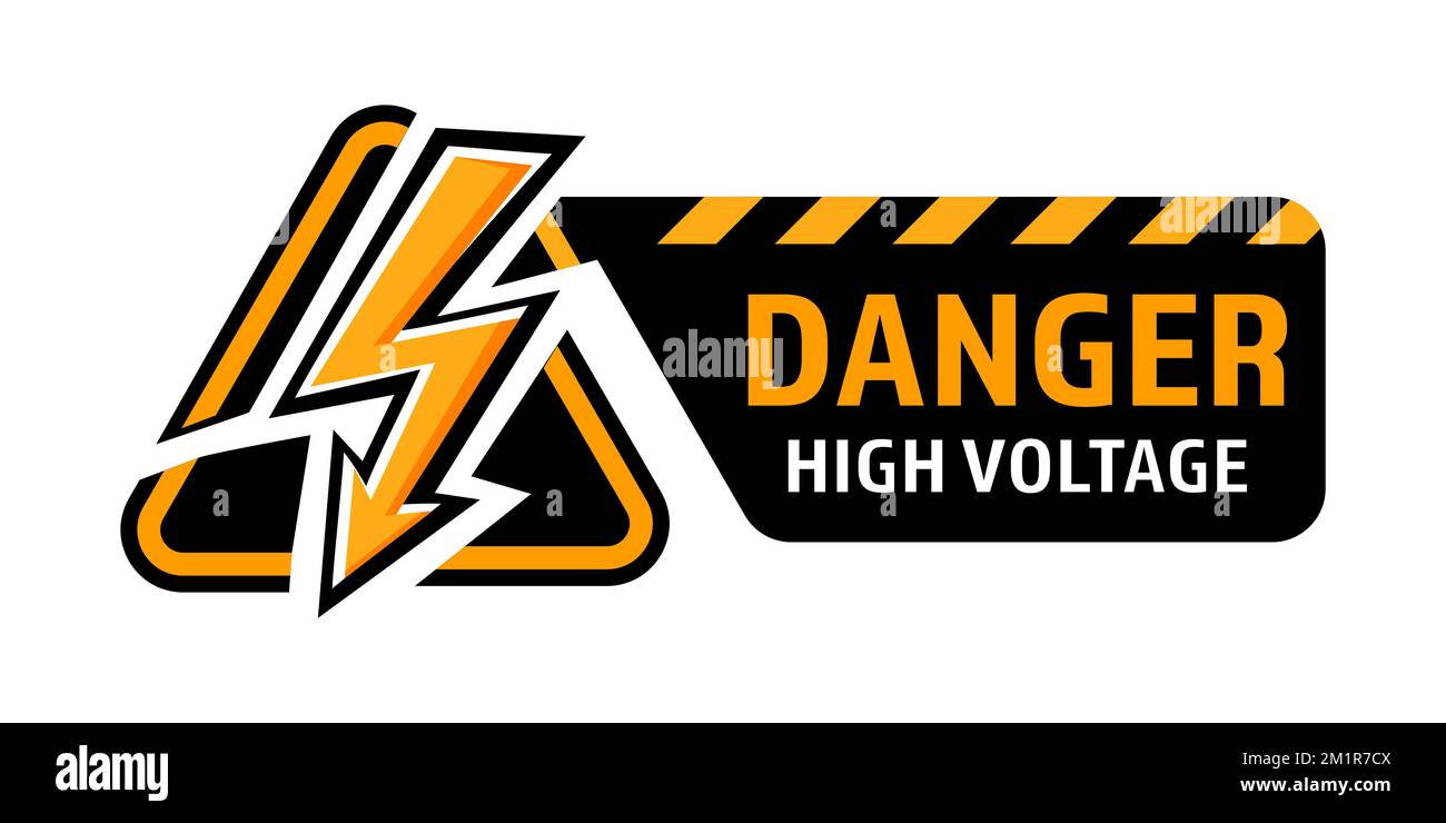 Segnale di alta tensione. Pericolo di elettricità. Simbolo del vettore di pericolo isolato su sfondo bianco EPS 10 Illustrazione Vettoriale