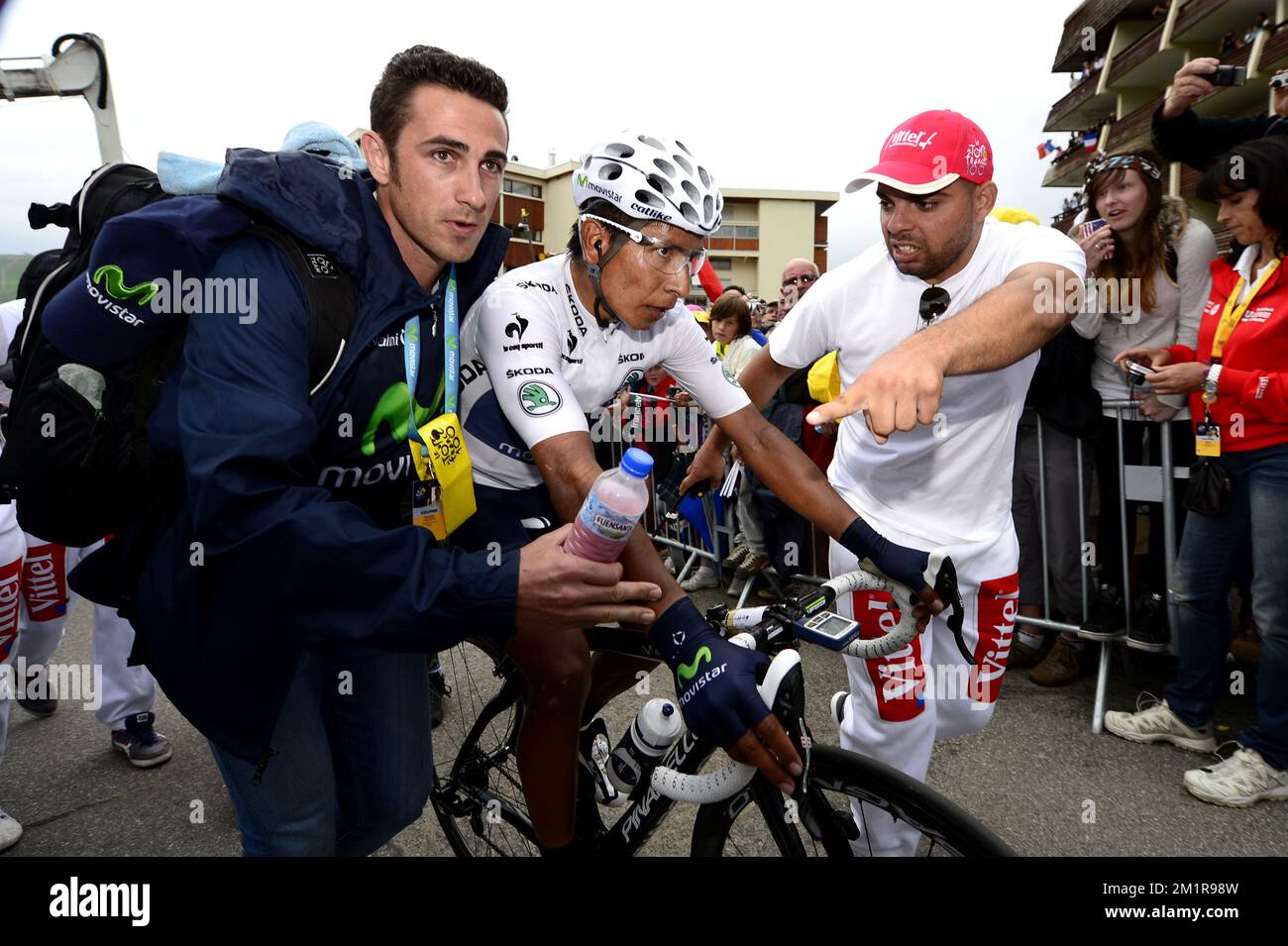 Colombiano di Nairo Quintana di Movistar nella foto dopo la 18th tappa della 100th edizione del Tour de France, a 168 km da Gap all'Alpe d'Huez, Francia, giovedì 18 luglio 2013. Foto Stock