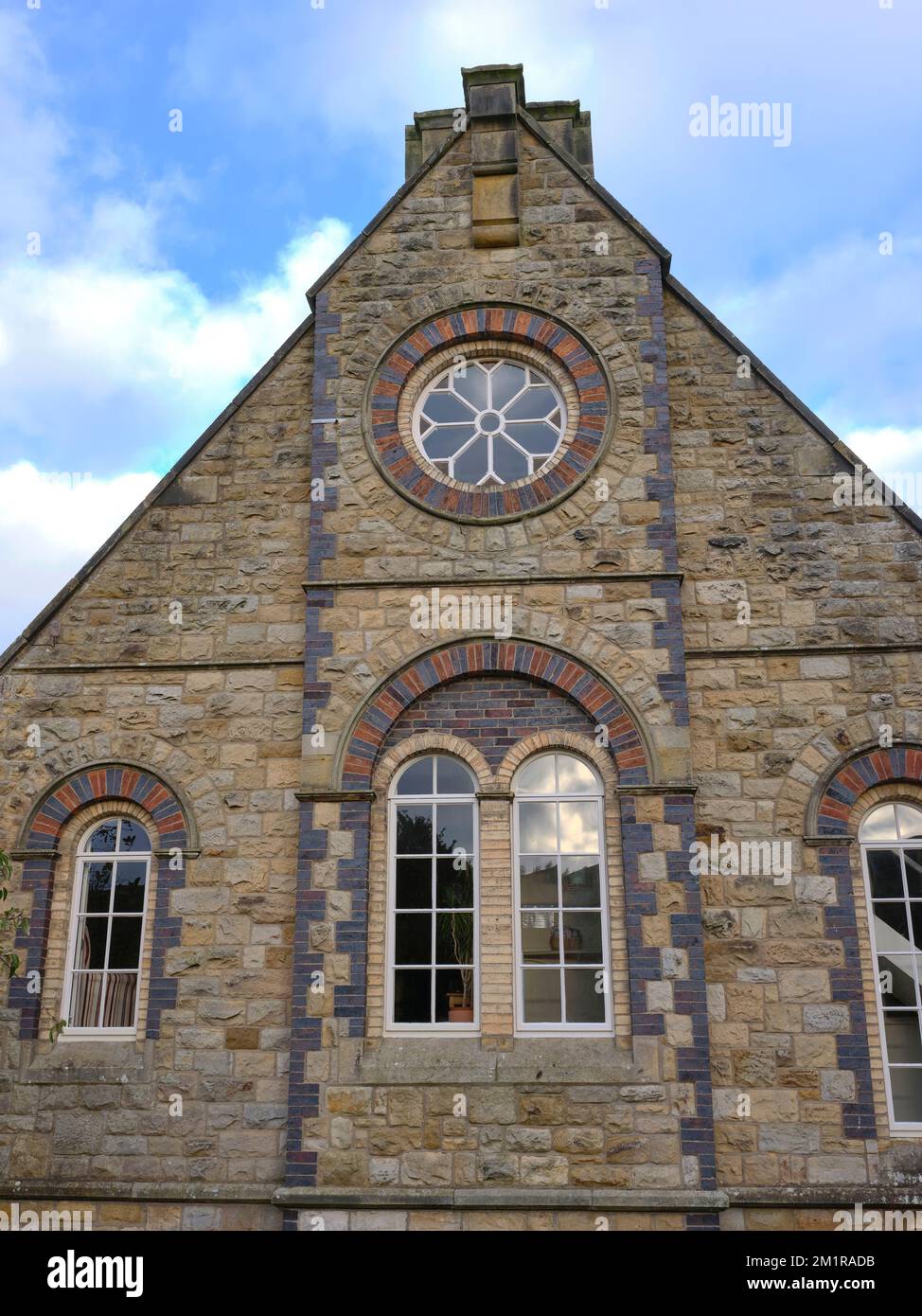 Particolare in pietra della Cappella Metodista convertita in Rosedale Abbey. North Yorkshire Foto Stock