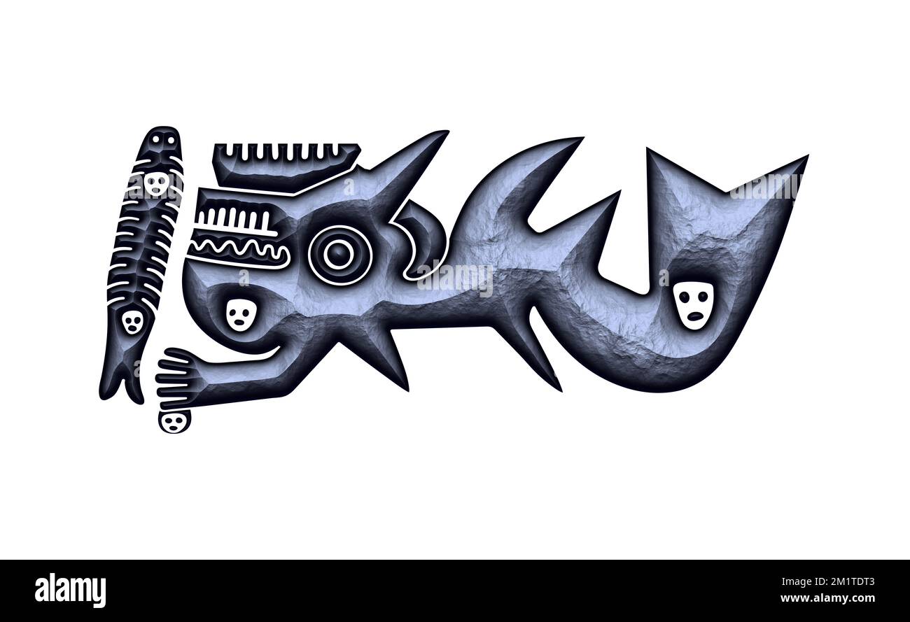 Geoglyph della balena killer da Palpa, le linee di Palpa, Perù Foto Stock