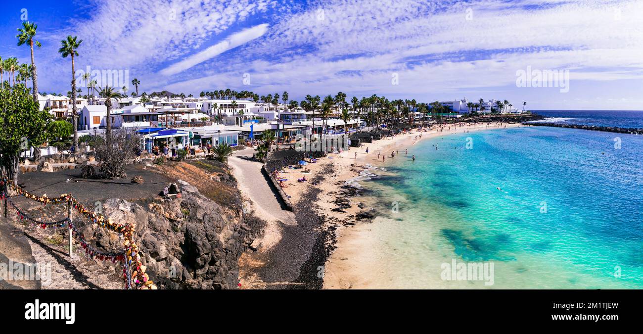 Le migliori spiagge dell'isola di lanzarote - Playa blanca, Flamingo Beach. Isole Canarie di Spagna Foto Stock