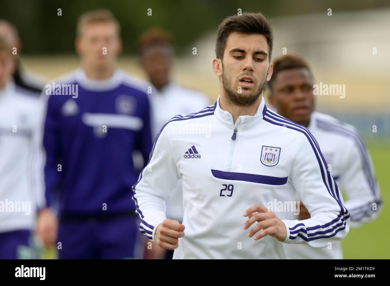 20140111 - ABU DHABI, EMIRATI ARABI UNITI: Vico Federico di Anderlecht raffigurato durante una sessione di allenamento del sesto giorno del campo invernale della squadra belga di calcio di prima divisione RSCA Anderlecht ad Abu Dhabi, Emirati Arabi Uniti (Emirati Arabi Uniti), sabato 11 gennaio 2014. BELGA PHOTO VIRGINIE LEFOUR Foto Stock
