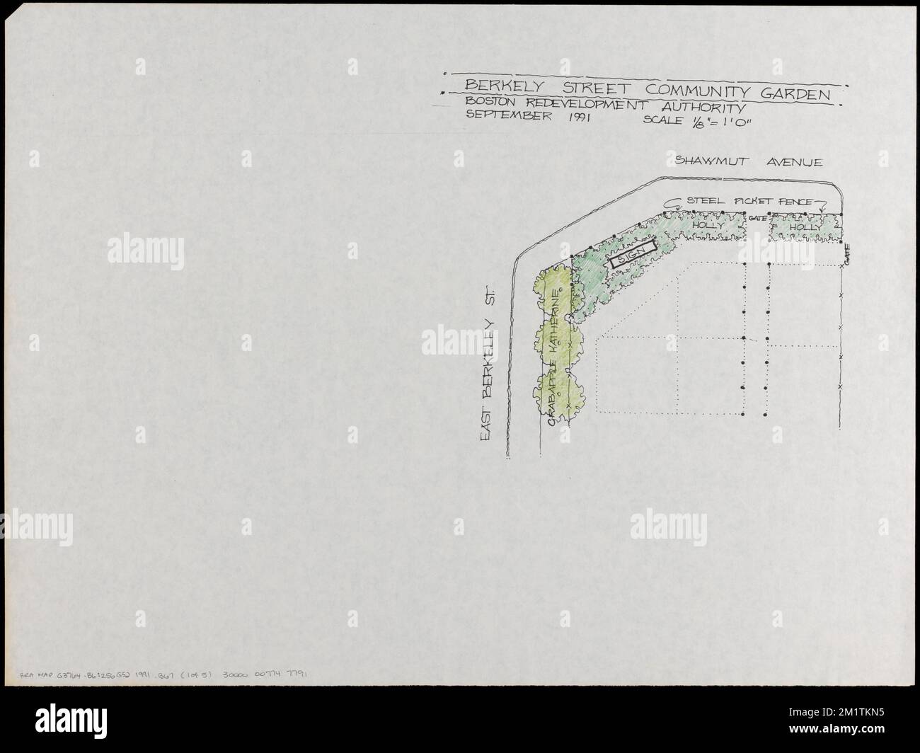 Berkeley Street Community Garden , Community Gardens, Massachusetts, Boston, Mappe, Pianificazione della città, Massachusetts, Boston, Mappe, rinnovamento urbano, Massachusetts, Boston, Mappe, South End Boston, Mass., Pianificazione, Mappe Norman B. Leventhal Map Center Collection Foto Stock