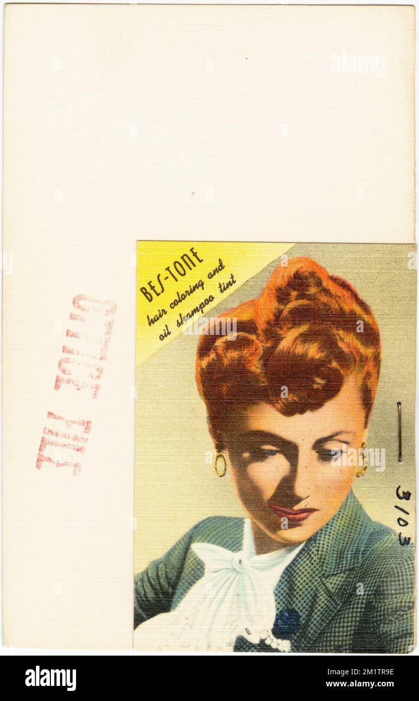 Tintura per capelli BES-Tone e tinta shampoo ad olio, Tichnor Brothers  Collection, cartoline degli Stati Uniti Foto stock - Alamy