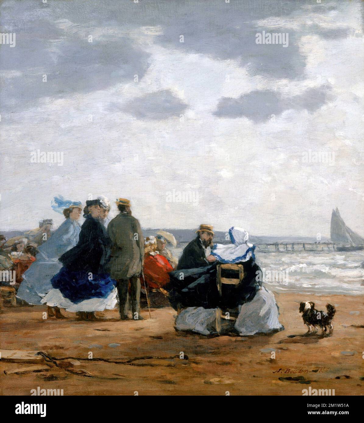 Sulla spiaggia, Dieppe di Eugène Boudin (1824-1898), olio su legno, 1864 Foto Stock