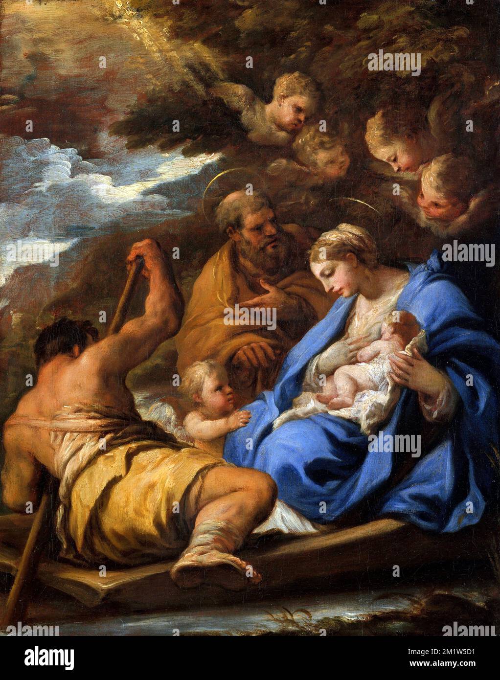 Il volo in Egitto di Luca Giordano (1634-1705), olio su tela Foto Stock