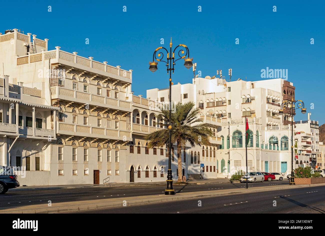 Architettura coloniale, Muttrah Corniche, Muscat, Oman Foto Stock