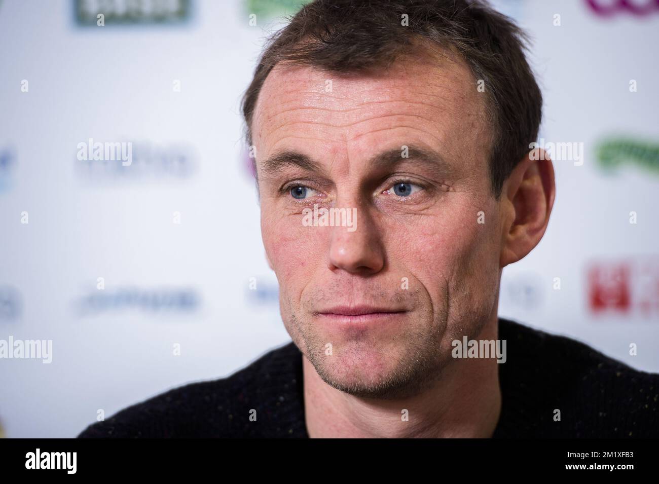 20150203 - LIEGE, BELGIO: Il consigliere sportivo di Standard, Axel Lawaree, è stato raffigurato durante una conferenza stampa della squadra belga di calcio di prima divisione Standard de Liege per presentare un nuovo giocatore, martedì 03 febbraio 2015, a Liegi. L'attaccante nigeriano Imoh Ezechiel sta arrivando in prestito dal Qatari club al-Arabi, ha già giocato per Standard dal 2011 al 2014. FOTO DI BELGA LAURIE DIEFFEMBACQ Foto Stock