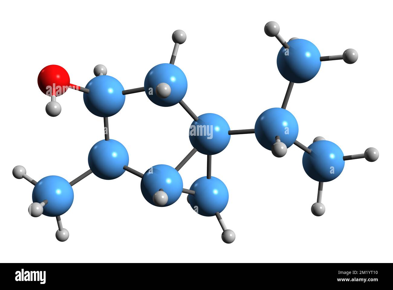 3D immagine della formula scheletrica dell'alcool Thujyl - struttura chimica molecolare di fitochimica isolata su sfondo bianco Foto Stock