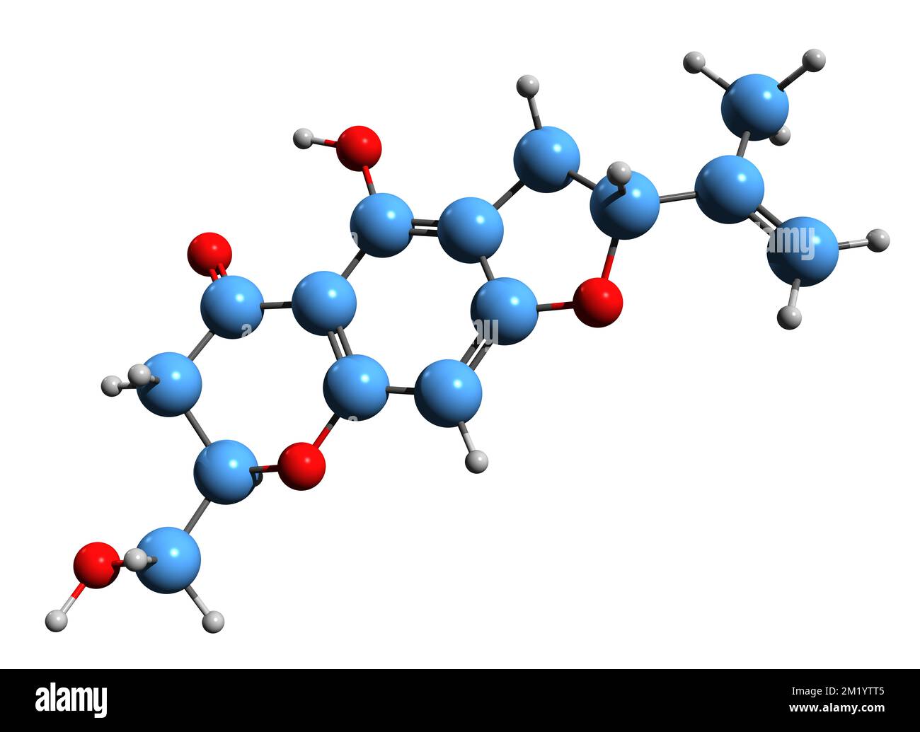 3D immagine di Umtatin formula scheletrica - struttura chimica molecolare di fitochimica isolata su sfondo bianco Foto Stock