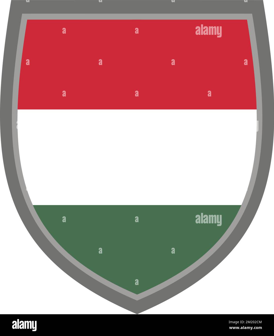 Scudo con i colori della bandiera ungherese - colore RGB originale - icona schermatura ungherese ritagliata Illustrazione Vettoriale