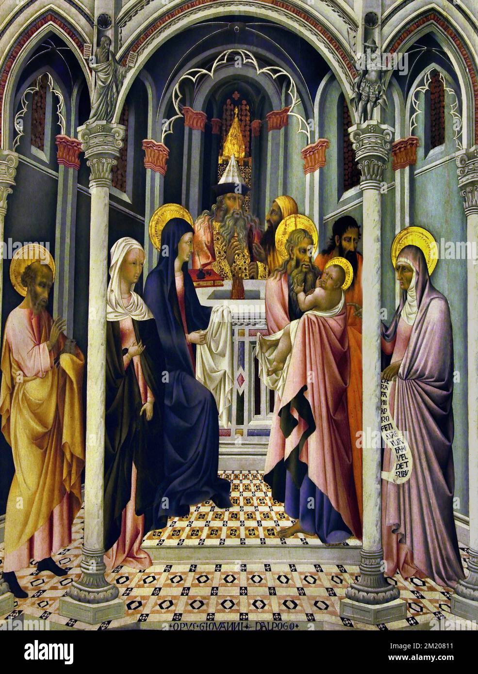 Presentazione di Gesù nel tempio, dall'Ospedale di S. Maria della Scala, di Giovanni di Paolo 1403-1482, Arte cristiana, Italia, Italiano. Dettaglio , Foto Stock