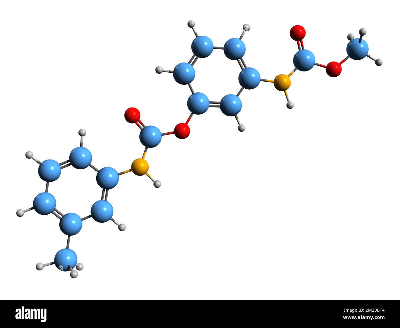 3D immagine di Phenmedifam formula scheletrica - struttura chimica molecolare di erbicida isolato su sfondo bianco Foto Stock