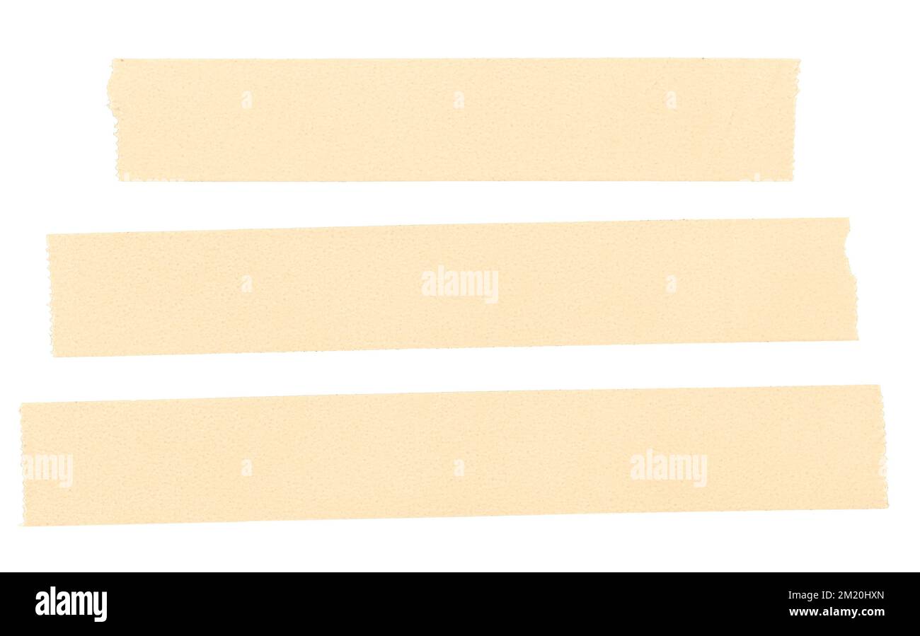 Set di nastro adesivo bianco in carta beige isolato su sfondo bianco. Modello mock up Foto Stock