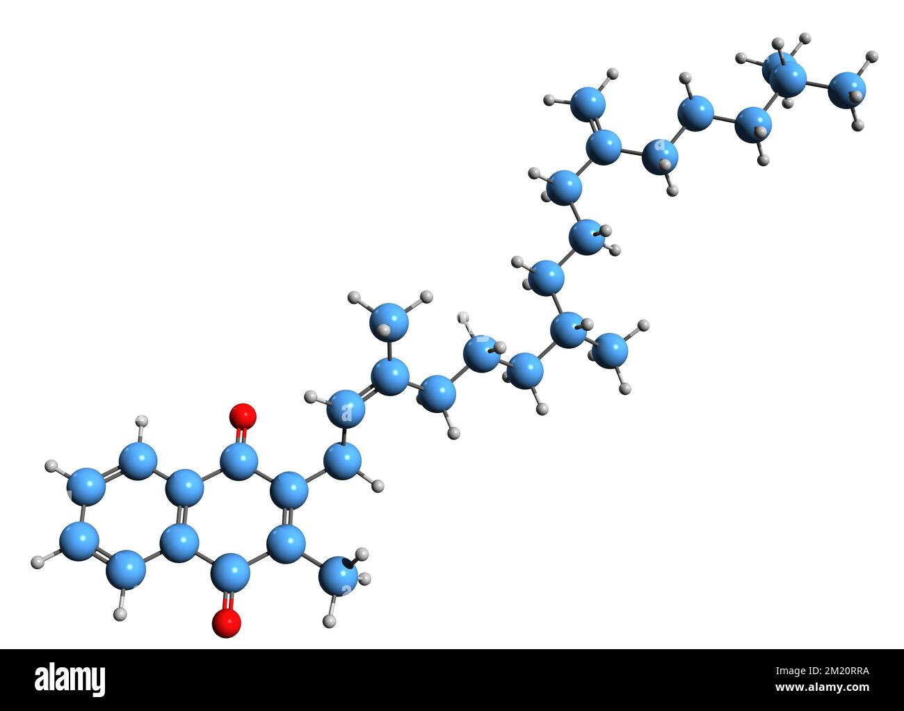 3D immagine di Phytomenadione formula scheletrica - struttura chimica molecolare della vitamina K1 isolata su sfondo bianco Foto Stock