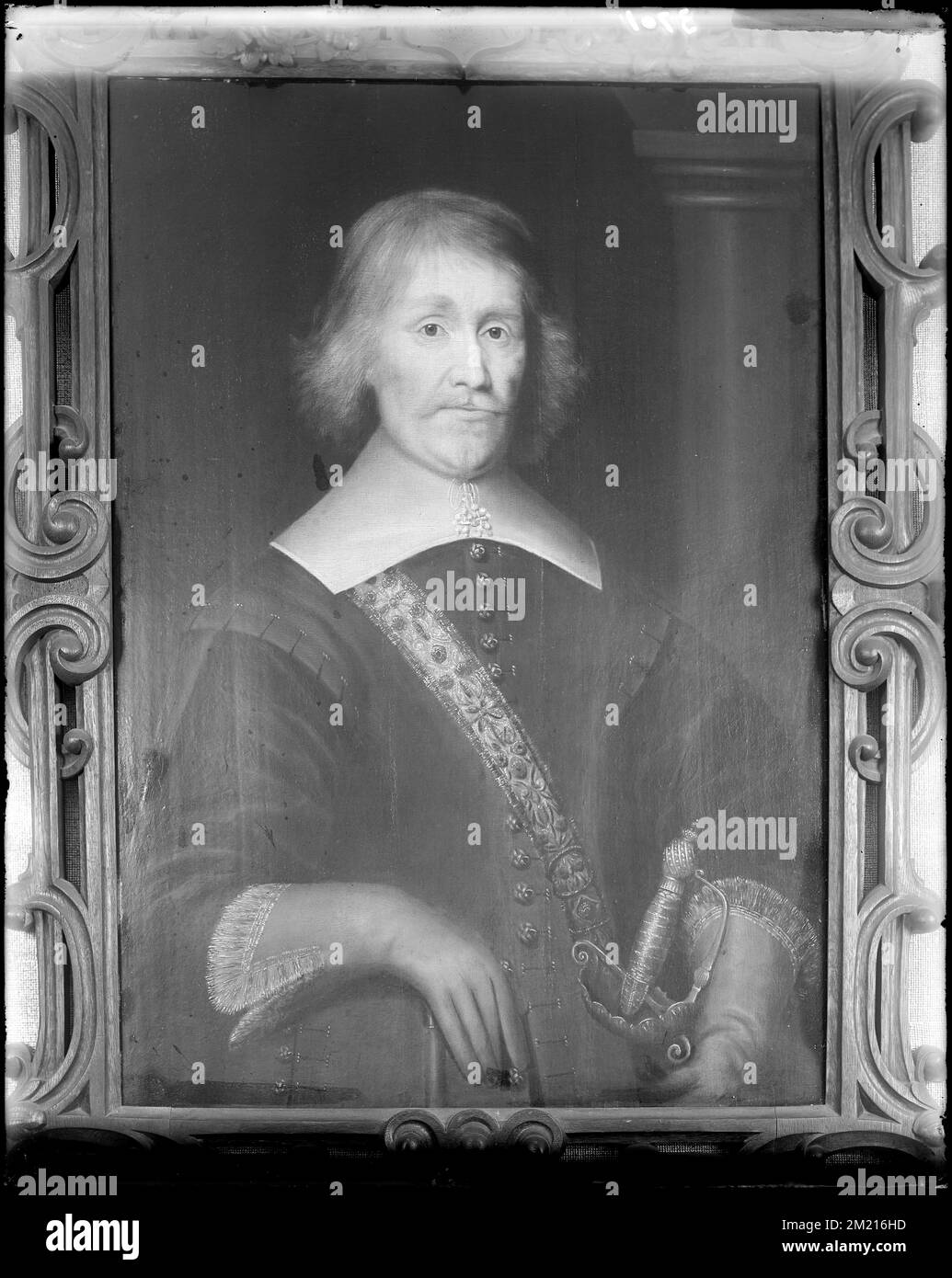 Brookline, Ritratto, Sir Richard Saltonstall, di proprietà della signora Saltonstall , Ritratto dipinti, Saltonstall, Richard, Sir, 1610-1694. Frank Cousins Collezione di negativi in lastra di vetro Foto Stock