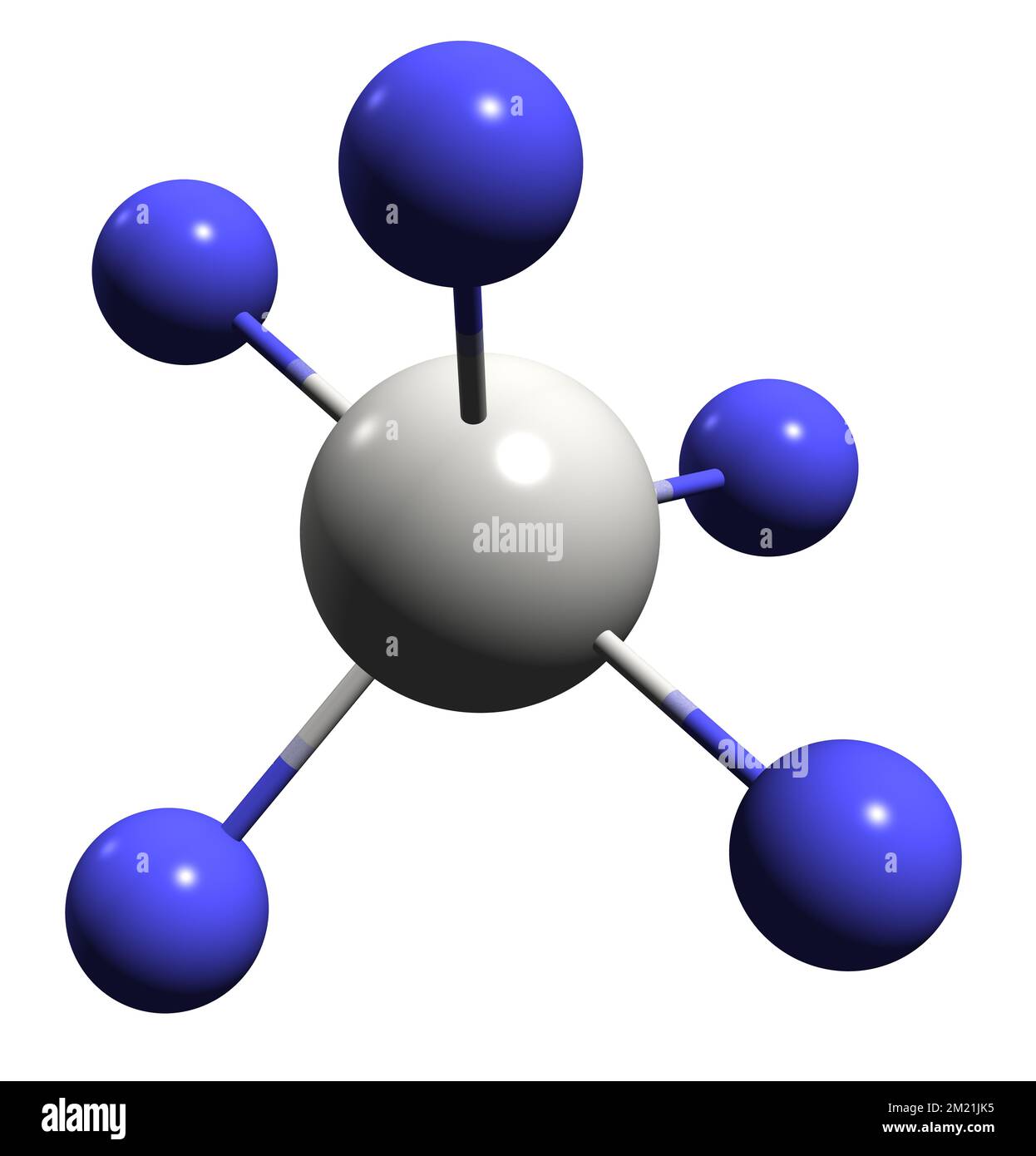 3D immagine di pentafluoruro di antimonio formula scheletrica - struttura chimica molecolare di pentafluoridoantimonio isolato su sfondo bianco Foto Stock