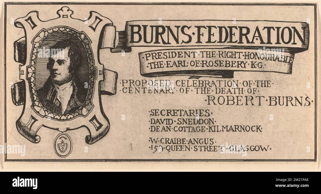 Burns Federation , Burns, Robert, 1759-1796. Sir David Young Cameron (1865-1945). Stampe Foto Stock