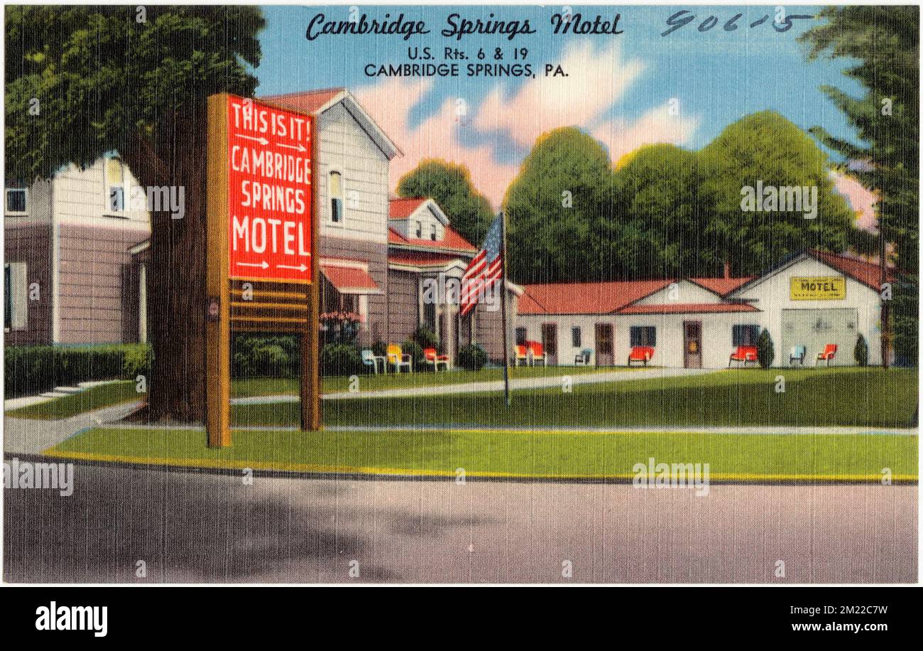Cambridge Springs Motel, Stati Uniti RTS. 6 e 19, Cambridge Springs, Pennsylvania. , Motels, Tichnor Brothers Collection, cartoline degli Stati Uniti Foto Stock