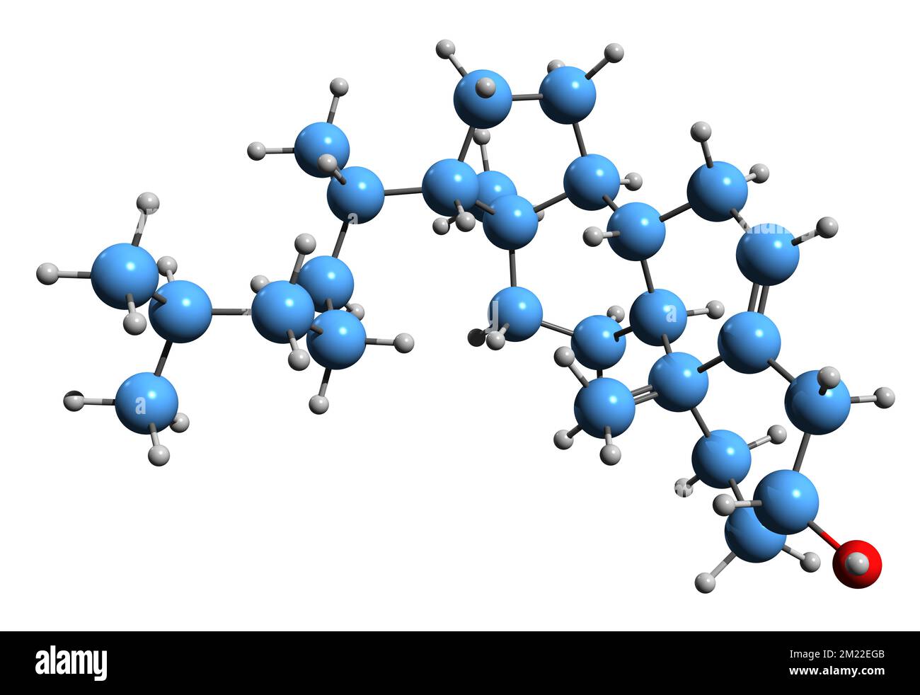 3D immagine del colesterolo formula scheletrica - struttura chimica molecolare della colesterina isolata su sfondo bianco Foto Stock