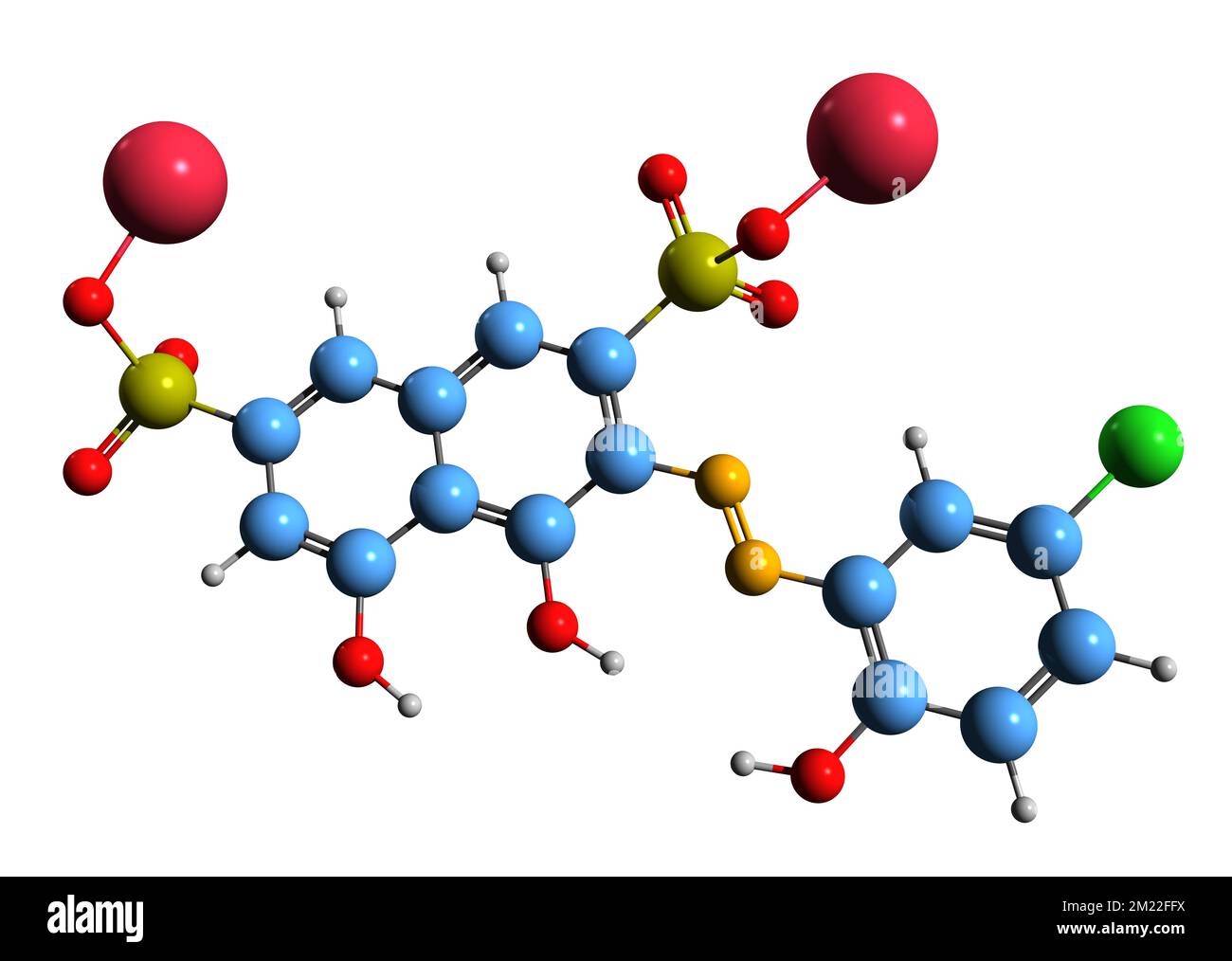 3D immagine di Plasmocorinto B sale disodico formula scheletrica - struttura chimica molecolare del pigmento organometallico isolato su sfondo bianco Foto Stock