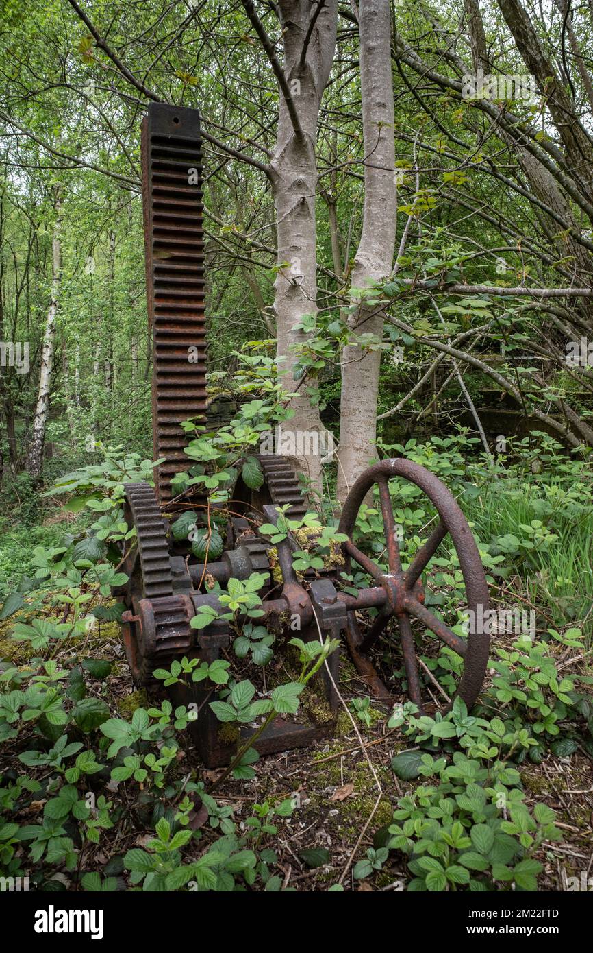 saracinesca in legno vicino slaithwaite Foto Stock