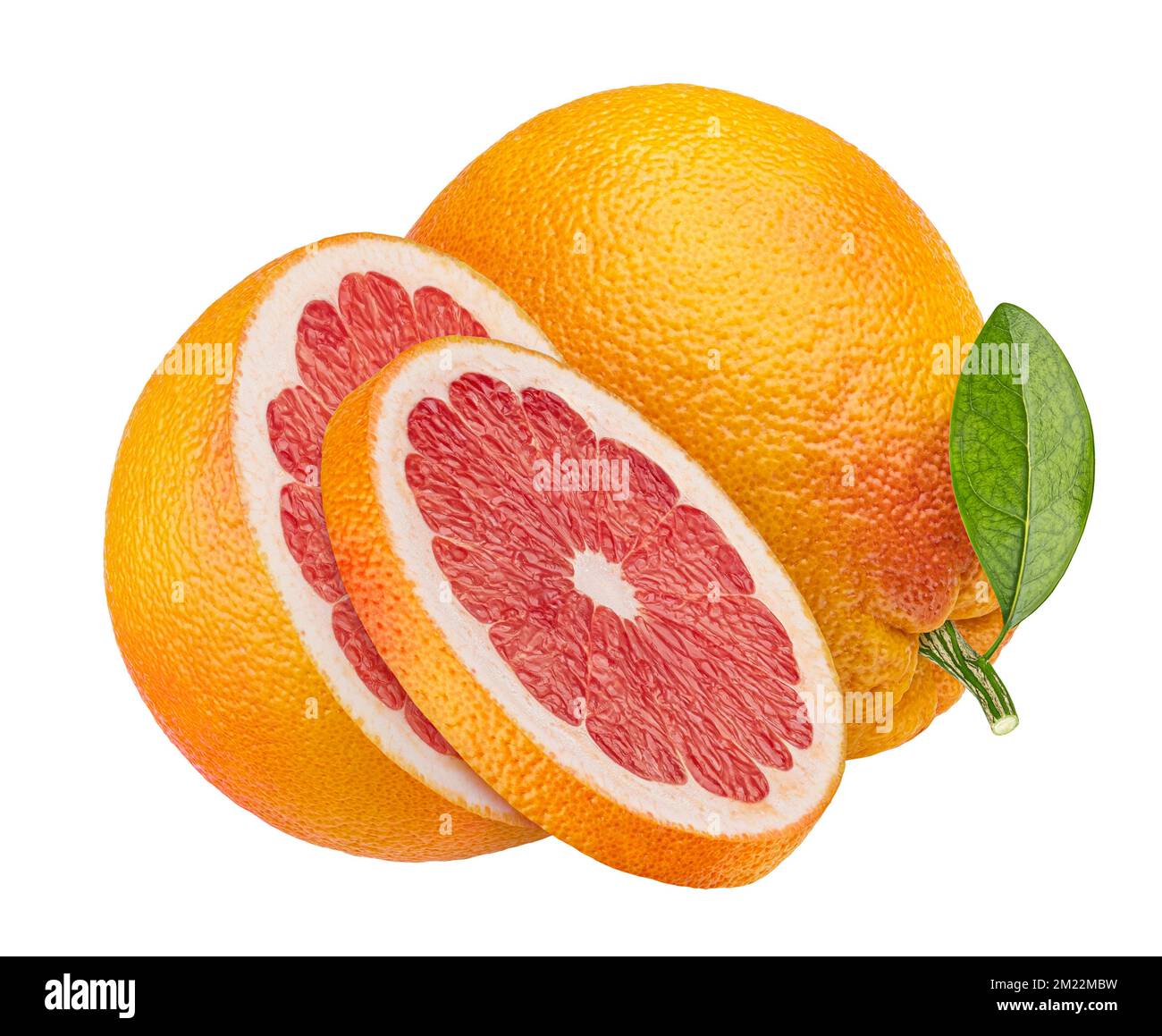 Pompelmo isolato su sfondo bianco con tracciato di ritaglio Foto Stock