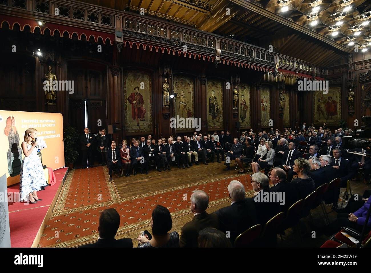 L'immagine mostra la cerimonia di premiazione per il Trofeo Nazionale di Merit Sport (Trophee National du Merite Sportif - Nationale Trofee voor Sportverdienste 2016), presso il Municipio di Bruxelles, giovedì 15 dicembre 2016. FOTO DI BELGA ERIC LALMAND Foto Stock