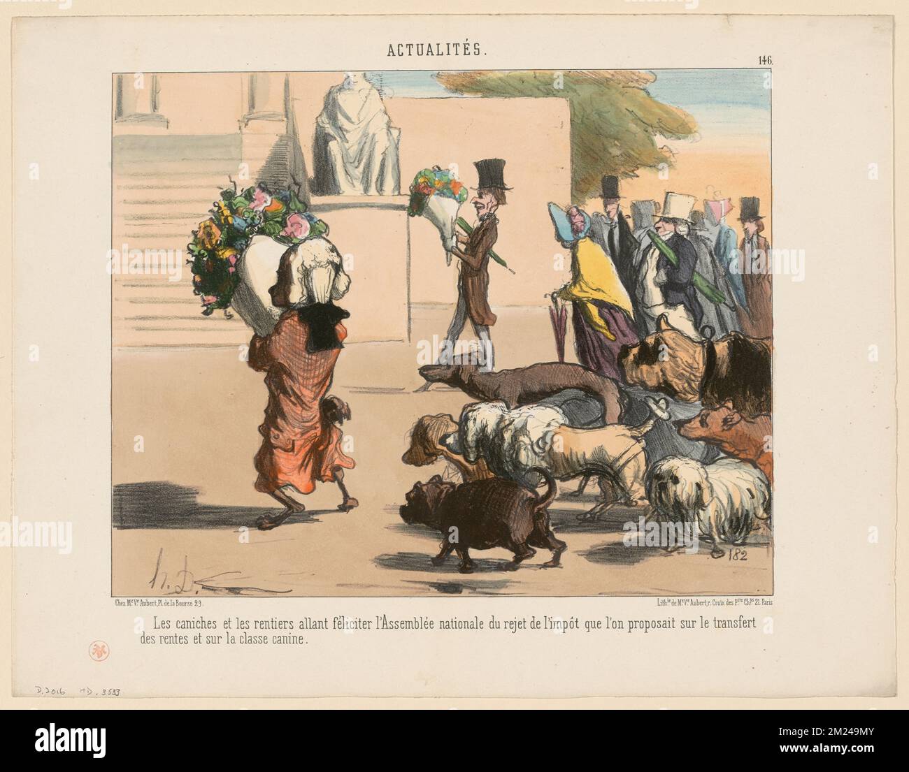 Les caniches et les rentiers allant féliciter l'Assemblée... , Organi legislativi, Francia. Assemblée nationale législative 1849-1851. Honoré Daumier (1808-1879). Litografie Foto Stock