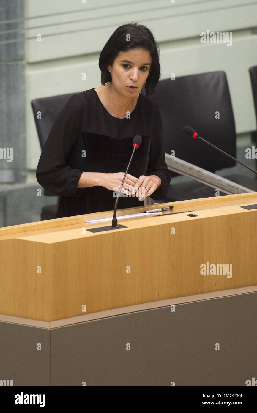 Nadia Sminate di NV-A è stata raffigurata nel corso di una sessione plenaria del Parlamento fiammingo a Bruxelles, mercoledì 11 gennaio 2017. BELGA FOTO FILIP DE SMET Foto Stock