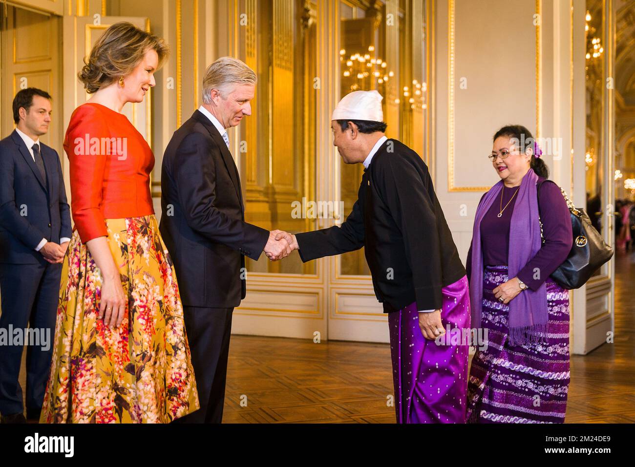 Paw Lwin Sein, ambasciatore del Myanmar nella foto durante un ricevimento di Capodanno organizzato dalla Famiglia reale per i capi delle missioni diplomatiche in Belgio, presso il Palazzo reale di Bruxelles, giovedì 12 gennaio 2017. FOTO DI BELGA JAMES ARTHUR GEKIERE Foto Stock