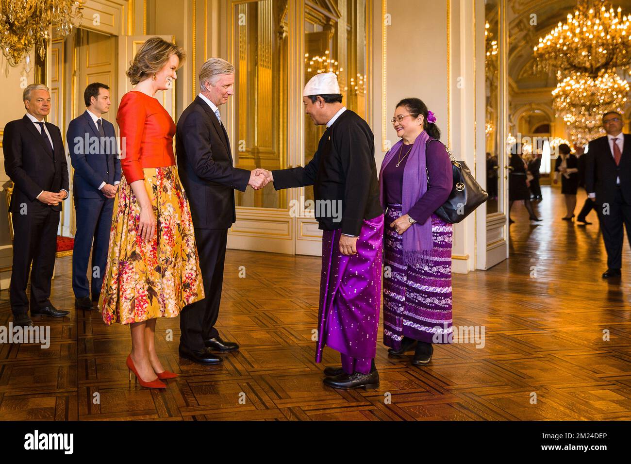 Paw Lwin Sein, ambasciatore del Myanmar nella foto durante un ricevimento di Capodanno organizzato dalla Famiglia reale per i capi delle missioni diplomatiche in Belgio, presso il Palazzo reale di Bruxelles, giovedì 12 gennaio 2017. FOTO DI BELGA JAMES ARTHUR GEKIERE Foto Stock