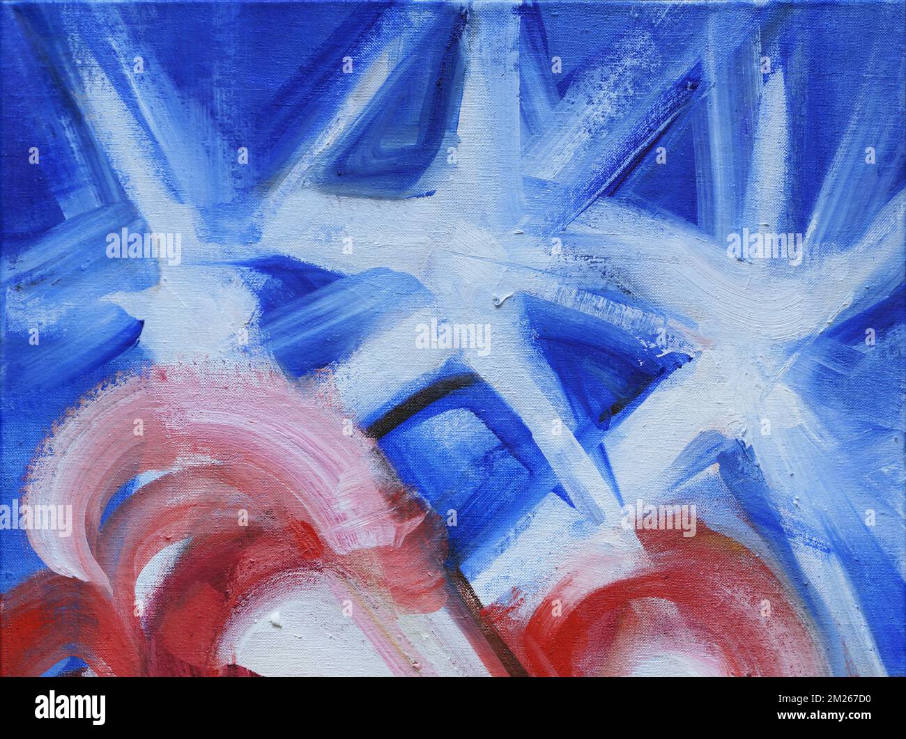 Un'esplosiva interpretazione astratta della bandiera americana. Foto Stock
