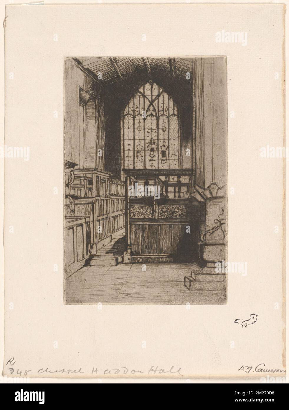 La Cappella, Haddon Hall, Cappelle, vetrate. Sir David Young Cameron (1865-1945). Stampe Foto Stock