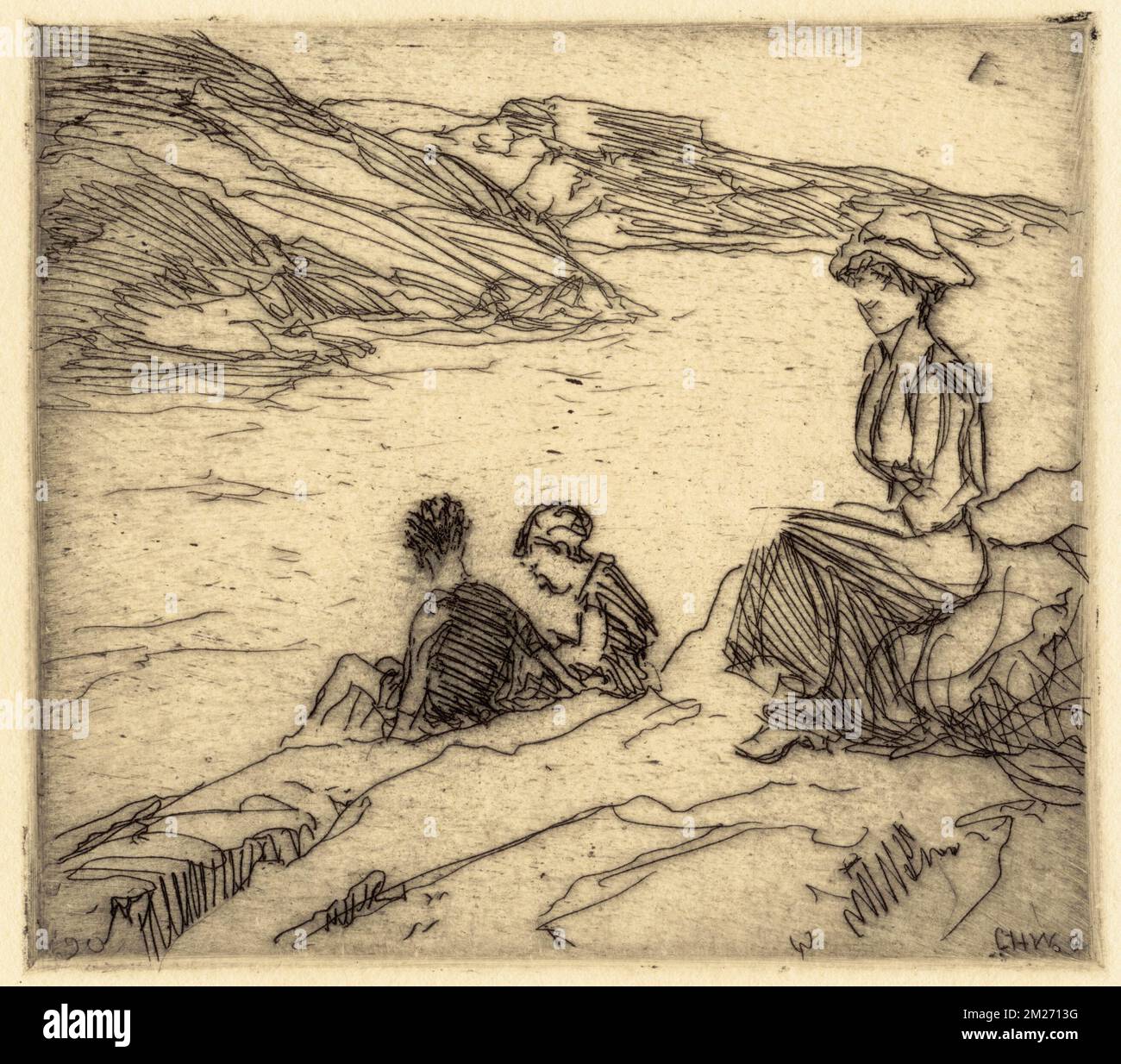 Chaperone , Coppie, seduta. Charles H. Woodbury (1864-1940). Stampe Foto Stock